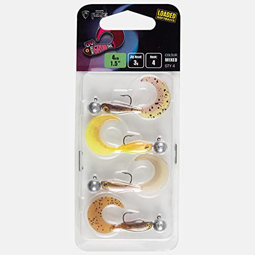 Fox Rage Micro Grub Tail Mixed UV Colour Pack 4cm 3g - 4 Gummiköder zum Jiggen, Gummifische für Barsche, Shad, Softbaits