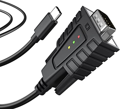 DriverGenius SerialEdgeX USB-C to Serial RS232 Cable, 3-LED (1-Pack) | Full-Pin RS232 Connectivity with Signal Support For Device Setup, Legacy Hardware Applications & Serial Communication Tasks