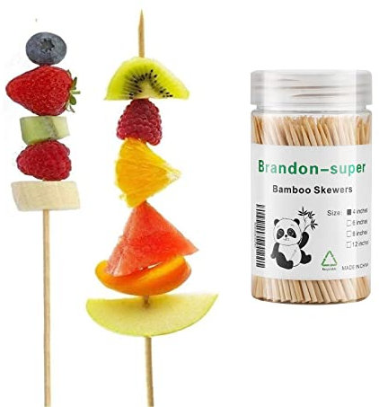 Brochettes en bambou naturel pour barbecue Shish Kabob Grill Apéritif Fruit Corn Fontaine Chocolat (10,2 cm)
