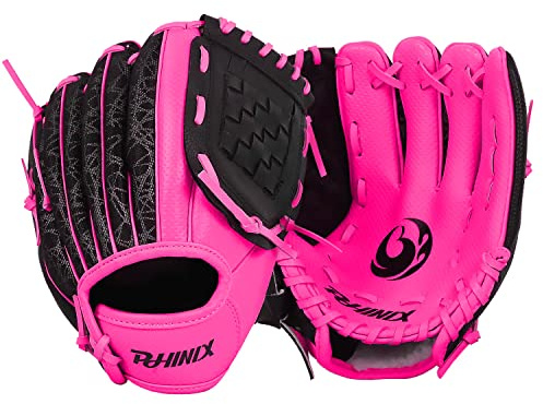 PHINIX Baseball Glove Tee-Ball Mitts for Kids Play & Training 8 .5- 9 (9, Pink)