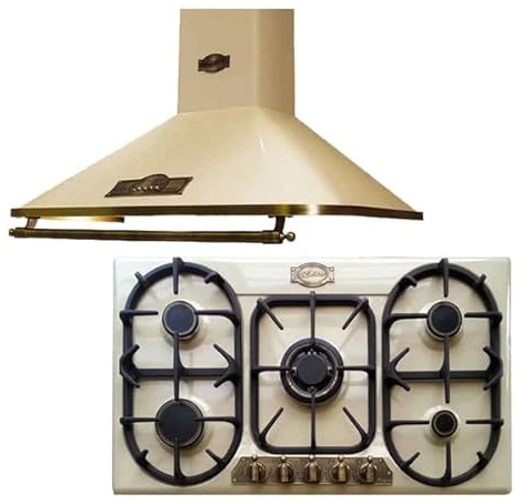 Kaiser KG 9325 ElfEm Plaque de cuisson à gaz rétro 90 cm + hotte aspirante Kaiser Retro Designer A 9315 ElfEm 90 cm/Hotte murale EMPIRE/ 910 m³