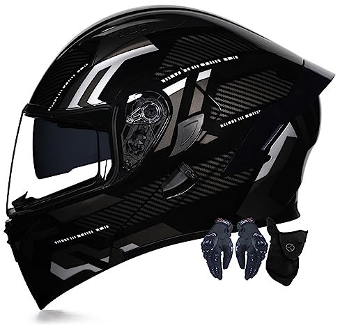 Motorradhelm Motorrad Klapphelm Für Männer Und Frauen Mit Doppelscheib Vollgesichts Motorrad Rennhelm DOT/ECE-Zugelassener Moped Street Racing Motocross Helm 12,XXL:63-64CM