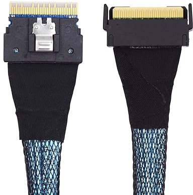 NFHK PCI-E 5.0 Mini Cool Edge IO MCIO PCI-E Slimline 8i 74-poliger Stecker auf SFF-8654 SAS 4.0 74-poliger Stecker, Verlängerungskabel, 50 cm