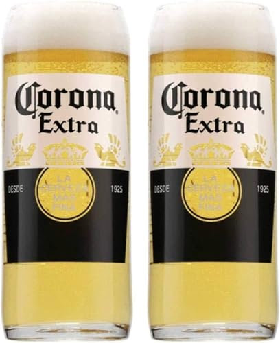 2 vasos de cerveza oficiales Nucleated Corona Extra de media pinta – transparente, 1/2 pinta (4)