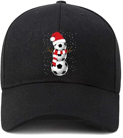 EDGMM Baseballkappe, Baumwolle, verstellbar, für Damen und Herren, Weihnachtsfußball, Einheitsgr��e