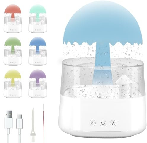 MENIBBLER Humidifier, 450ml Raindrop Humidifier Diffuser, 7-Colour Cloud Night Light Diffuser Soothing Rain Water Drip Humidifier Cute Raindrop Essential Oil Diffuser for Home Office Sleep