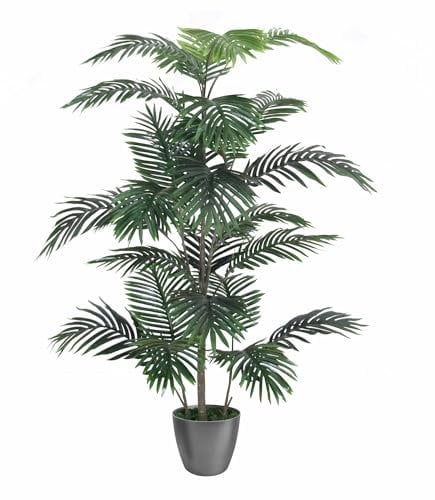 Tradala 5' 5ft Tall Large Artificial Palm Tree Indoor House Plant with Real Wooden Trunk|Green Faux Realistic Artificial Tree in Plant Pot|For Living Room Bedroom Home Office