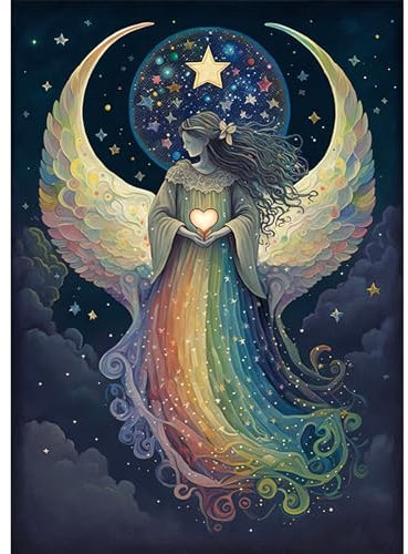 RICUVED Engel Diamond Painting Erwachsene, 5D Mond Diamant Painting Bilder Erwachsene, DIY Diamond Painting Bilder Diamant Malerei Set für Wanddekoration 30x40cm