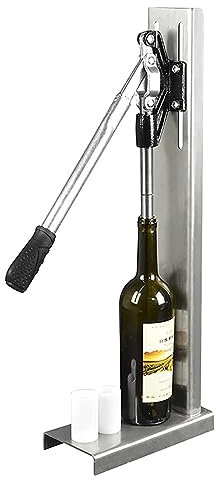 Manual Wine Bottle Corking Tool, Stainless Steel Corkers Red Wine Bottle Capper with 2 POM Sleeves, Adjustable Depth for 20-22mm Corks, Homebrew Soda Soft Drink Brew Beer