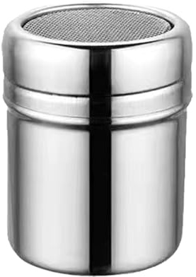 Sugar Salt and Pepper Shakers - Chocolate Duster |Flour Sugar Salt Shaker, Stainless Steel with Lid, Flour Dredger Icing, Fine Mesh for Cappuccino Icing Usage