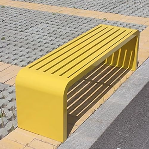 Gartenbank Ohne Lehne Wetterfest Gestell Aus Edelstahl Sitzfläche Mit Latten Sitzbreite 40cm Schraublöcher An Der Unterseite (Yellow,100 * 40 * 45CM)