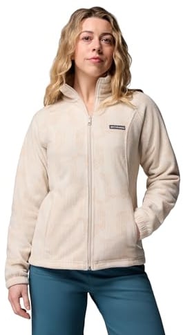 Columbia Benton Springs Chaqueta Estampada con Cierre Completo, Capa exterior de forro polar, Ajuste ceñido, Diseño llamativo, Características prácticas - Mujer