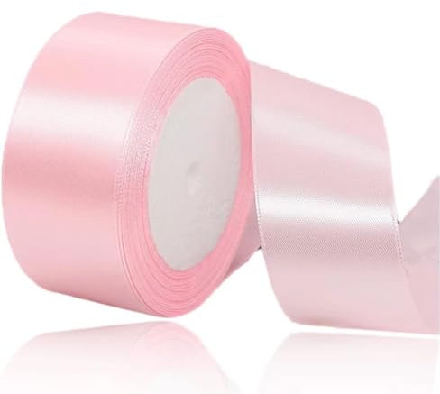 Ruban Satin Rose Pâle 40mm,22m Ruban Satin,Ruban Cadeau Emballage,Ruban Noel Ruban Tissu pour Ballon,Couture,Nœuds,Artisanat,Bouquet,Décoration de Mariage,Voitures, anniversaire et emballage cadeau