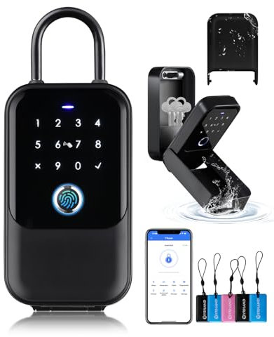 Smart Lock Box Schlüsselbox Bluetooth-Schlossbox unterstützt TTLock APP und teilt eKey,PIN-Code,Biometrische Schlüsselbox für Türgriff und Wand,Smart-Schlossbox für Wohnung,Maklerbüro