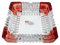 Hochwertiger quadratischer Glasaschenbecher 15 cm – stilvolles rotes und klares Kristalldesign, ideal für den Innen- und Außenbereich