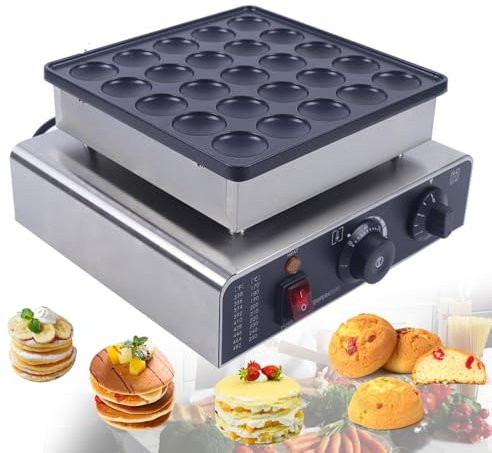 Máquina para hacer panqueques holandesa, antiadherente, eléctrica, para muffins, panificadora, 850 W, comercial, eléctrica, antiadherente, para waffles, de acero inoxidable, para restaurantes, fiest