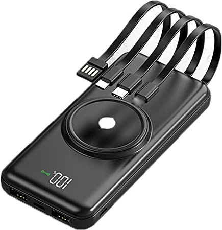 power bank fast charging,Wireless Power Bank 20000mAh with Built-in Cables Huge Capacity Slim Backup for All and Electronic Devices