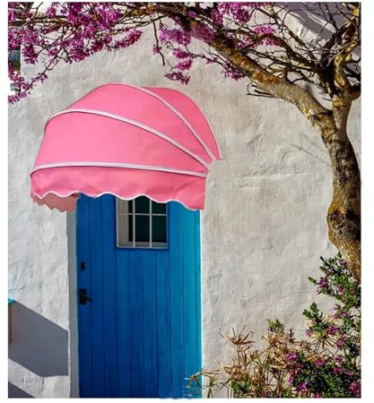 Tenda da sole curva francese per porta esterna e finestra, pieghevole, con cupola in tela anti UV, copertura per porta anteriore/posteriore, decorazione per patio, bar, diametro 75 cm