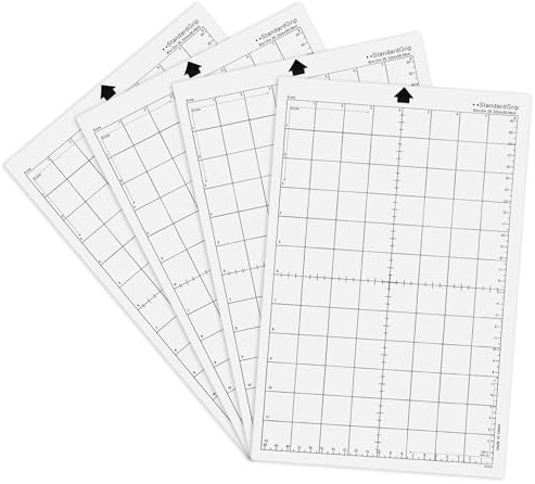 Forbabe 4 Stück Schneidematte Plotter für Silhouette cameo 4/3/2/1 CricutExplore, Standardgrip Lightgrip Stronggrip, Plotter Matte Plotter Schneidematte Rutschfeste und Langlebige mit Messraster
