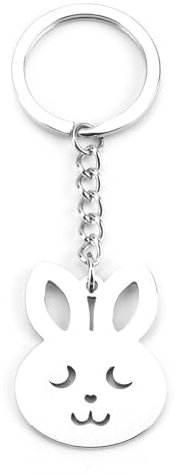 OBEISN Personalisierter Schlüsselanhänger Aus Edelstahl Mit Süßem Cartoon-Kaninchen-Design, Lehrergeschenk Für Frauen, Einfach, Stilvoll Und Modisch, Ideal Als Geschenk, Schlüsselring
