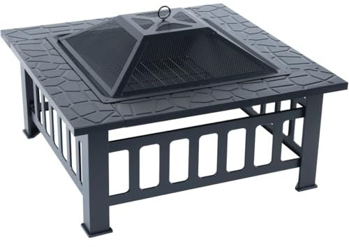 Habitat et Jardin Brasero Barbecue 3 en 1 avec Couvercle Anti Braise Flaméo - Noir