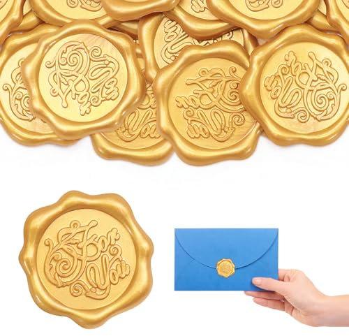 50 StüCk For You Wachssiegel Aufkleber, Dwafill Wachssiegel Selbstklebend Gold, Siegel Aufkleber, Geeignet fur Notizbücher, Hochzeitseinladungen, Geschenk, GrußKarten, Rotweinflasche