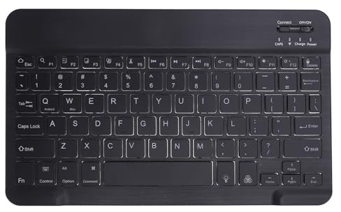 Denash Ultraschlanke -Tastatur, RGB-Hintergrundbeleuchtung, Wiederaufladbare Kabellose Ergonomische Tastatur für -Tablet-Telefone (Black)