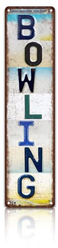 JBYMsign Vintage Sport Straßenschild Bowling Wanddekoration Metall Blechschilder Poster