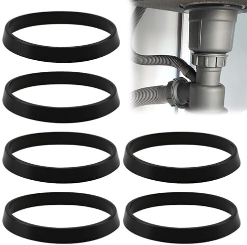 Yuiturt 6 PCS 40mm Rubber Washers for Plumbing, Cone Sink Plug Rubber Seals for 1 1/2 Inch Drain Pipe, Waste Pipe Gaskets & Sink Odour Trap Seals, Universal Basin Waste Seal Kit (40MM/1.5)