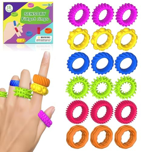 JoyJoyful Fidget Ring Toys für Kinder Erwachsene, 18 Stück Sensorik Autismus für Spielzeug, Anti Stress Autismus Spielzeug, Fidget Squishy Toy Anxiety ADHD Toys, Beruhigend Bei Stress Angst (18 Stück)