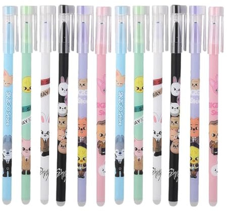 EIROVYA Stifte Set, 12 Stück, 6 verschiedene Skzoo Designs, Radierbare Stifte, Perfektes für Kpop Fans