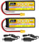 2PCS 2S Lipo Batterie 7.4V 3000mAh 35C avec Prise XT60 avec 2PCS Ligne de Charge USB pour RC Voitures Camions Bateaux Quadcopter FPV Drone