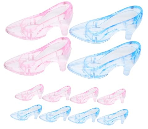 VICASKY 24 Stück Teiliges Mini High Heel Schuh aus Kunststoff Prinzessin Slipper Dekofiguren für Hochzeitsfeiern Geburtstage und Puppenhaus Dekoration Transparente Rosa Klare Farben