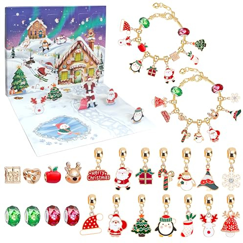 Heveer Schmuck Adventskalender Adventskalender Schmuck Geeignet für Weihnachtsgeschenke (Gold)
