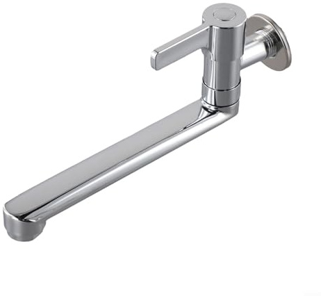 TDCuizent Robinet d'évier de cuisine à eau froide à fixation murale étendue en acier inoxydable 304 avec bec rotatif en cuivre pour intérieur ou extérieur, poignée à levier unique, mitigeur à froid