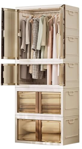 Kleiderschrank Bedroom Wardrobes Kleine Schrank Schlafzimmer Vielfältige Aufbewahrungsmöglichkeiten Mit Kleiderstange Aus PP-Material in 5 Größen Erhältlich(80 * 50 * 199cm)