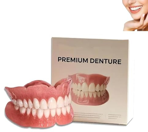 Zahnprothesen, Premium-Zahnprothesen, weiches und sicheres formbares Kunstgebiss-Set, Snap-On-Veneers-Zähne, Silikon-Unterfütterungsset für Männer und Frauen (1pcs)