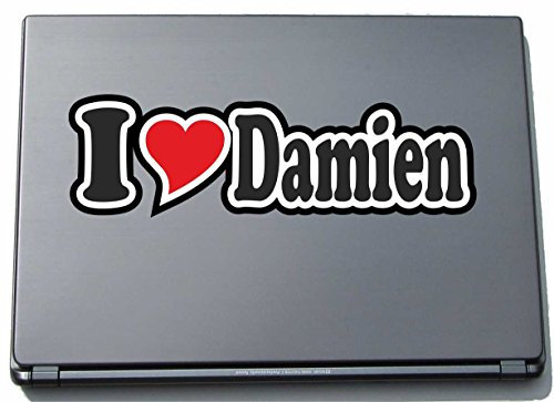 Indigos UG Laptop Aufkleber I Love Damien 297 mm - Notebook Aufkleberskin - Dekoration für Laptopdeckel - für Studenten, Büro, Schule, Uni Sticker mit Namen von Mann Frau Kind