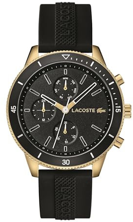 Lacoste Montre Analogique Multifunction à Quartz pour Homme avec Bracelet en Silicone Noir - 2010994
