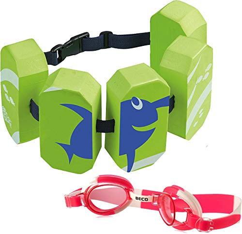 Beco Schwimmgürtel (grün + Schwimmbrille pink)