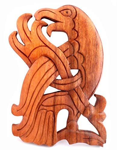 Windalf Wandbild Munin 24 cm Wikinger Rabe Links schauend Handarbeit aus Holz