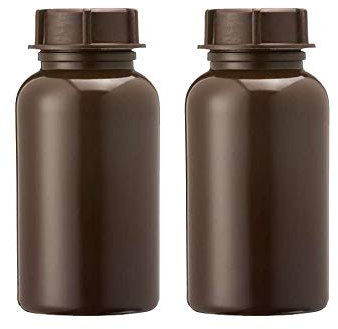 3Wthings 2 bottiglie a collo largo in LDPE con tappo a vite, 250 ml, colore: marrone (resistente alla luce)