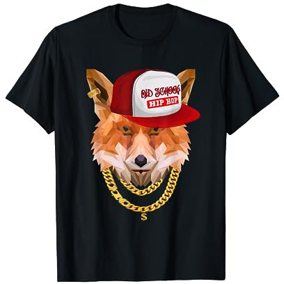 Oldschool Hip hop Origami Fuchs Gangster Rapper Goldketten T-Shirt
