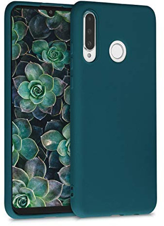kwmobile Case kompatibel mit Huawei P30 Lite Hülle - Schutzhülle aus Silikon metallisch schimmernd - Handyhülle Metallic Petrol