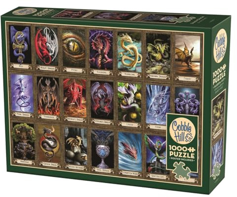 Cobble Hill 3840321 Drachen Collage, 1000 Teile Puzzle inkl. Puzzleposter für Erwachsene und Kinder ab 12 Jahren, Fantasyart, Fantasiepuzzle, Nachauflage
