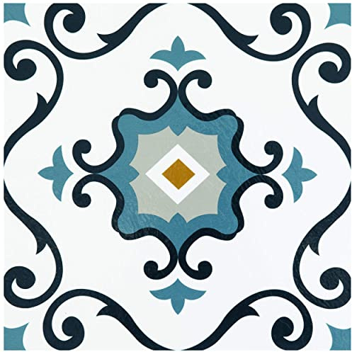 Retro Self Adhesive 12-Inch Vinyl Floor Tiles, 20 Tiles - 12 x 12, Mid Century Modern Slate Pattern - Peel & Stick, DIY Flooring for Kitchen, Dining Room, Bedrooms & Bathrooms by Achim Home Decor