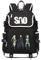 WANHONGYUE Sword Art Online SAO Anime Cosplay Schoolbag Rucksack 15.6 Laptop Backpack with USB Charging Port Black / 8