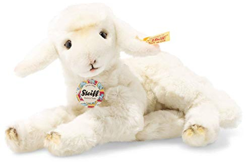 Steiff 103339 - Original Plüschtier Laemmlie Lamm, Back in Time Kuscheltier ca. 24 cm, Markenplüsch mit Knopf im Ohr, Schmusefreund für Babys von Geburt an, Creme