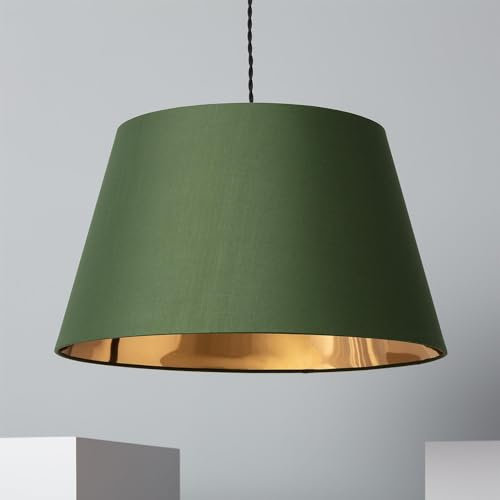 LEDKIA LIGHTING - Hängeleuchte Textil Baharia | Verstellbares Kabel | E27 Fassung | Vielseitiges Licht | Modernes Design, Tarngrün, Textil