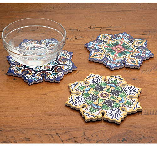 Bits and Pieces - Set of Three Majolica Designer Trivets - Colorful Hot Dish Table Cover